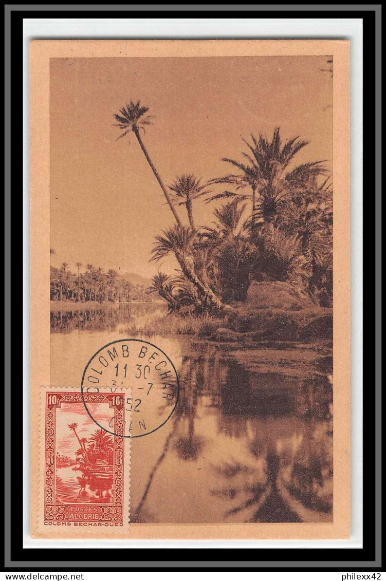 49192 N°125 Colomb Bechar Oued Plamier Arbre Tree 1952 Algérie Carte Maximum (card) - Cartes-maximum