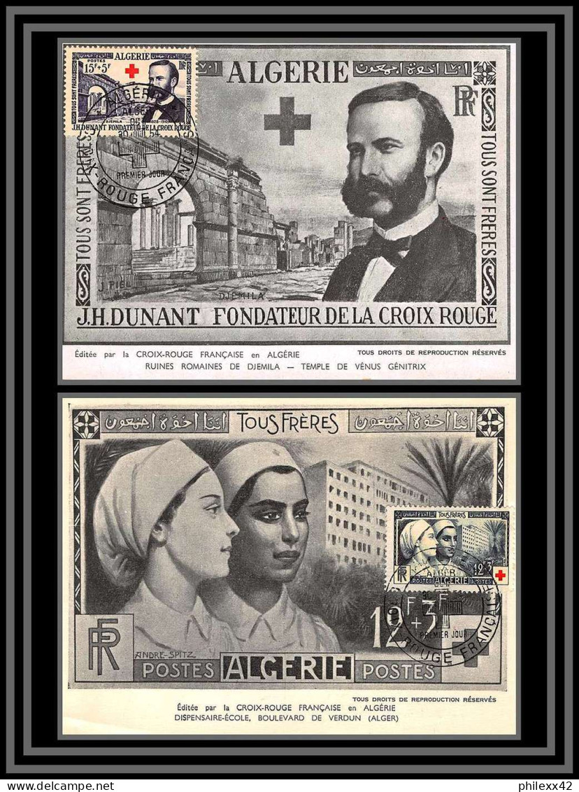49194 N°316/317 Croix Rouge Red Cross 1954 Hopital Verdun Alger Henri Dunant Infirmères Algérie Carte Maximum (card) - Cartoline Maximum