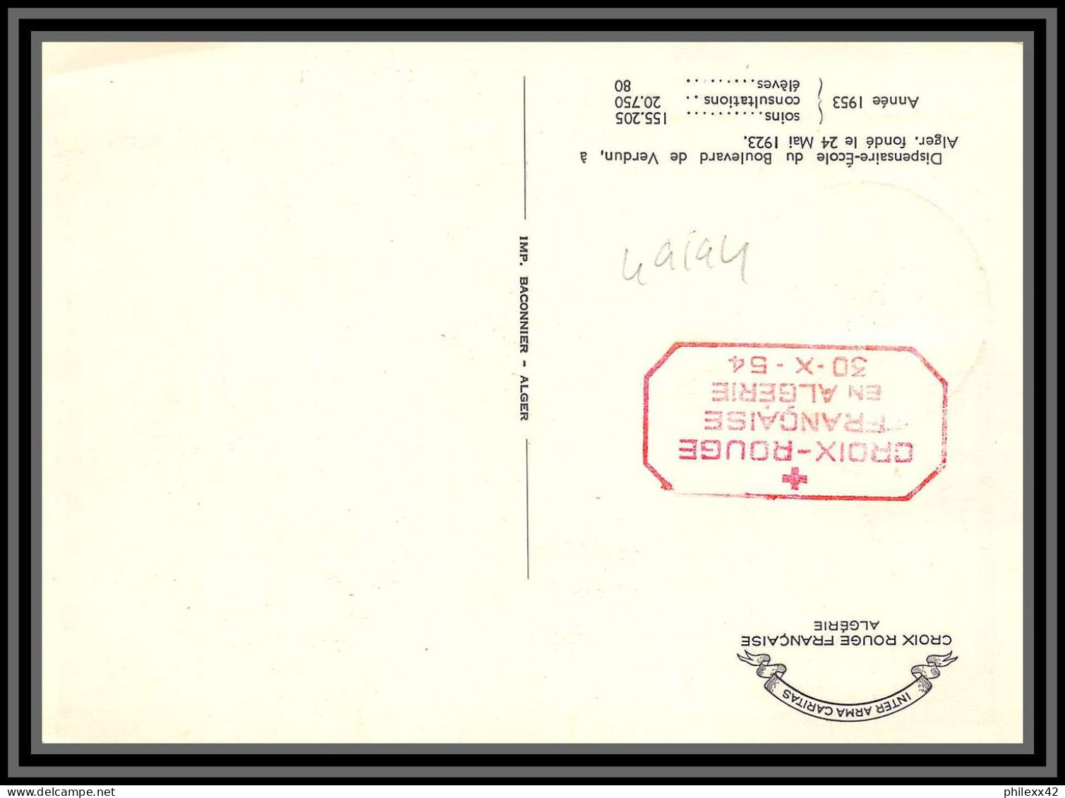49194 N°316/317 Croix Rouge Red Cross 1954 Hopital Verdun Alger Henri Dunant Infirmères Algérie Carte Maximum (card) - Maximum Cards