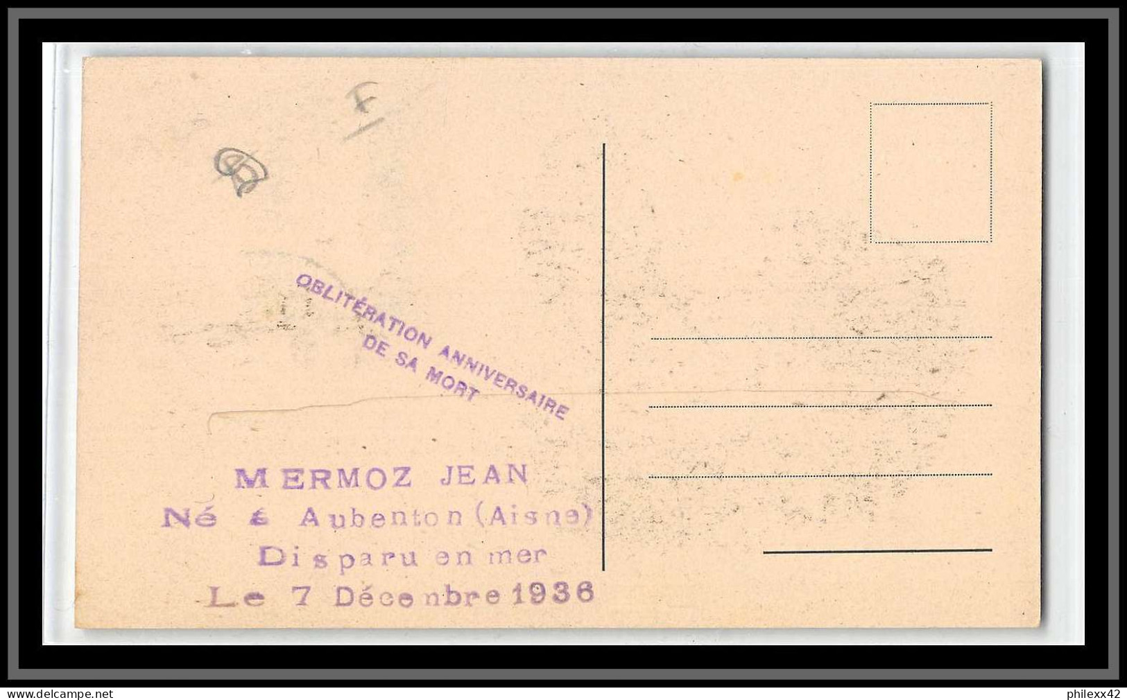 49280 N°337 Aviateur Jean Mermoz Aubenton Cad 7/12/1940 France Carte Maximum (card) - 1930-1939