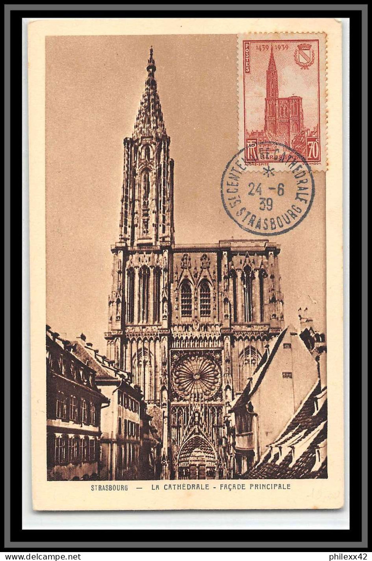 49304 N°443 Cathédrale De Strasbourg Eglise Church 24/6/1939 France Carte Maximum (card) édition Brun - 1930-1939