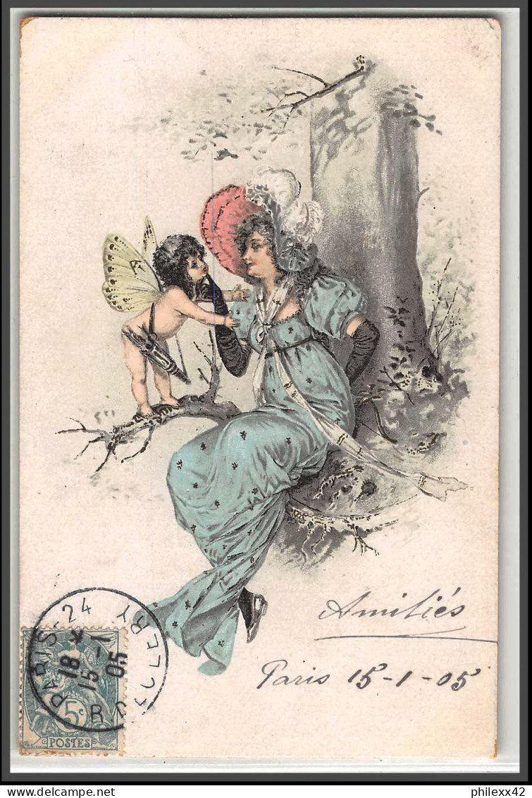 49494 N°111 Blanc 1905 Paris France Ange Et Femme Angelot Carte Maximum (card) - ...-1929