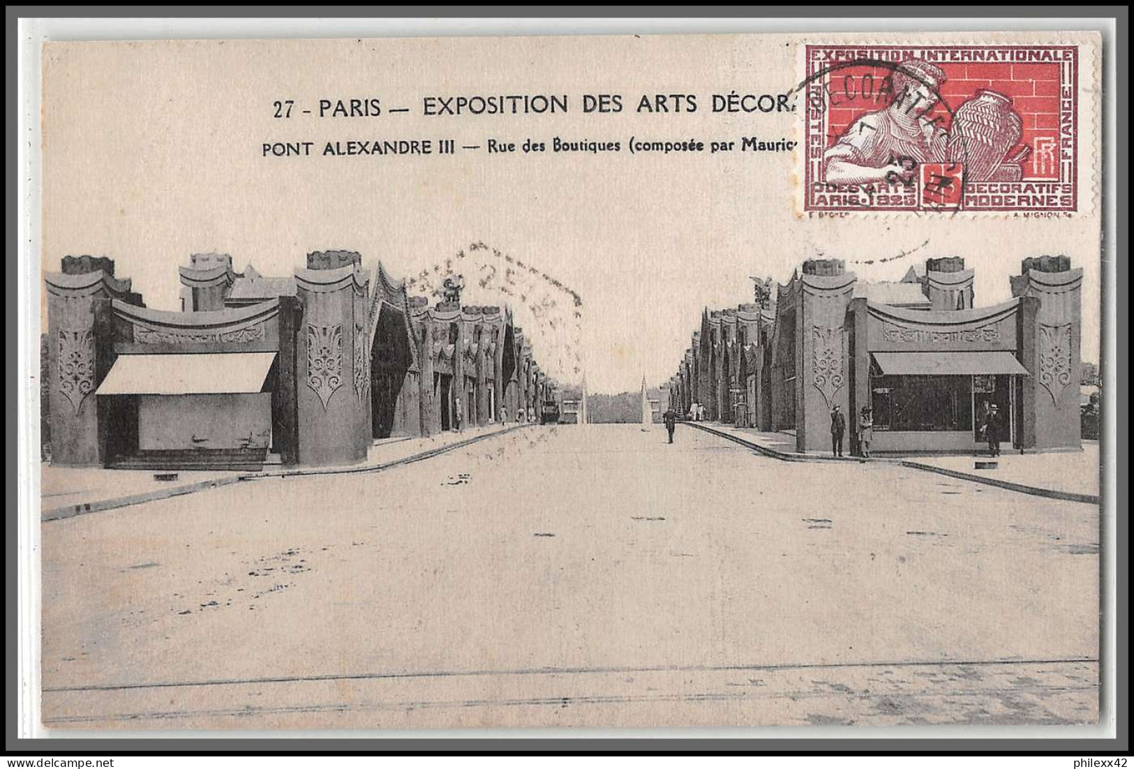 49597 N°212 Pont Alexandre 3 Bridge Exposition Arts Décoratifs Paris 1925 Vignette France Carte Maximum (card) - ...-1929