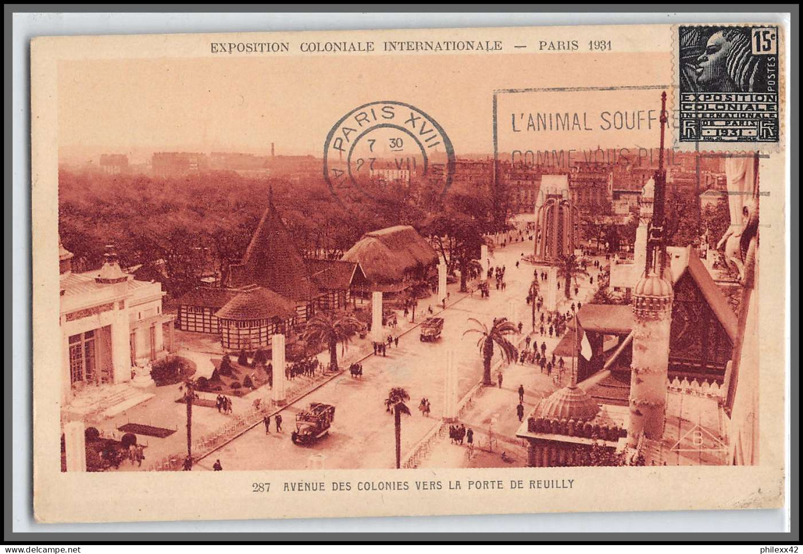 49688 N°270 Avenue Des Colonies Vers La Porte Neuilly Exposition Coloniale Paris 1931 France Carte Maximum (card) - 1930-1939