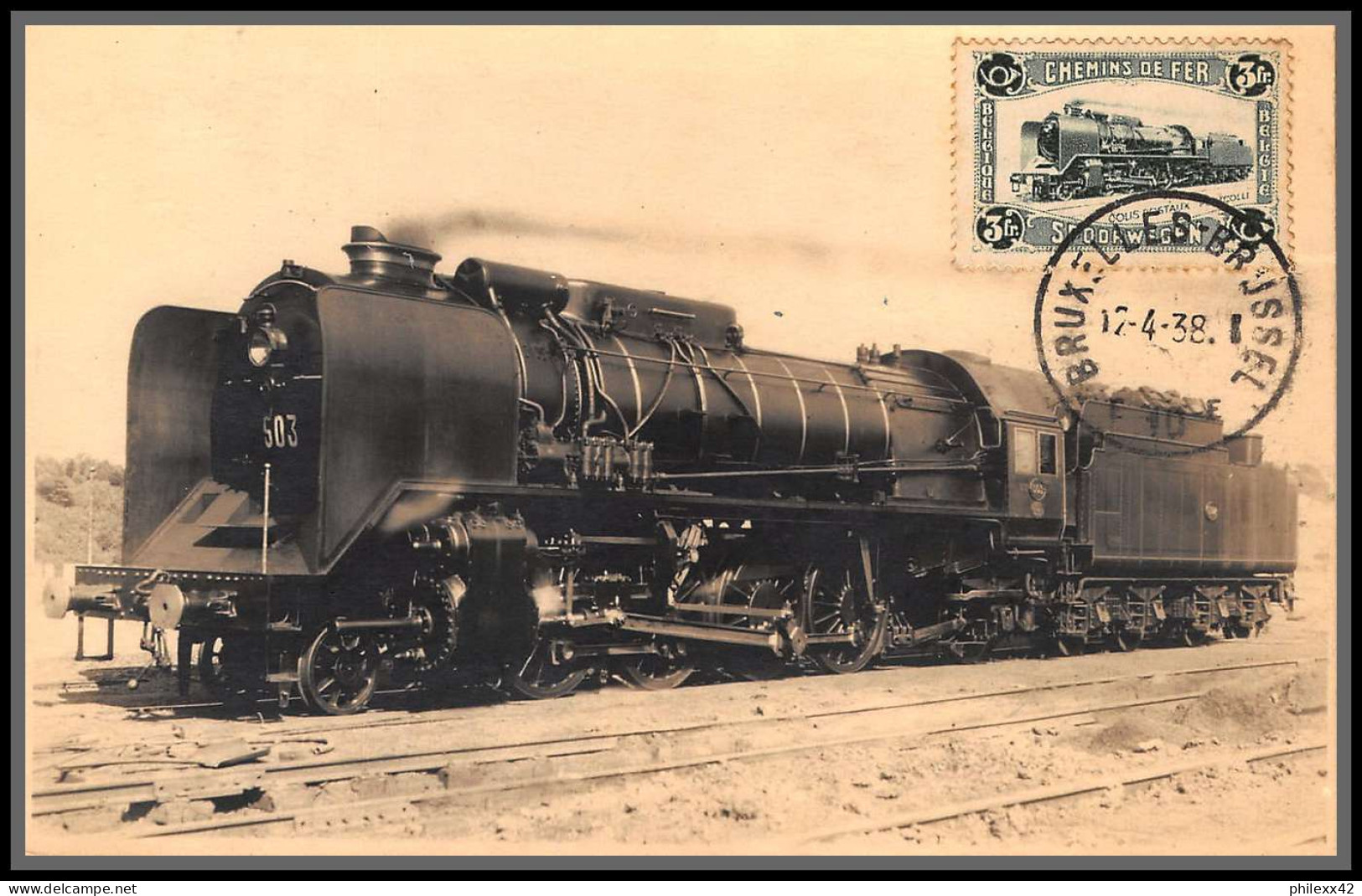 56725 Colis Postaux N°175 Locomotive Goliath Train 17/4/1938 Belgique Carte Photo Maximum (card)  - 1934-1951