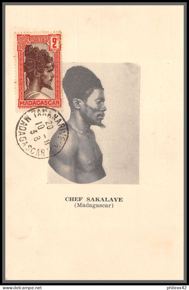 56751 N°162 Chef Sakalave 1938 Madagascar Carte Maximum (card)  - Covers & Documents