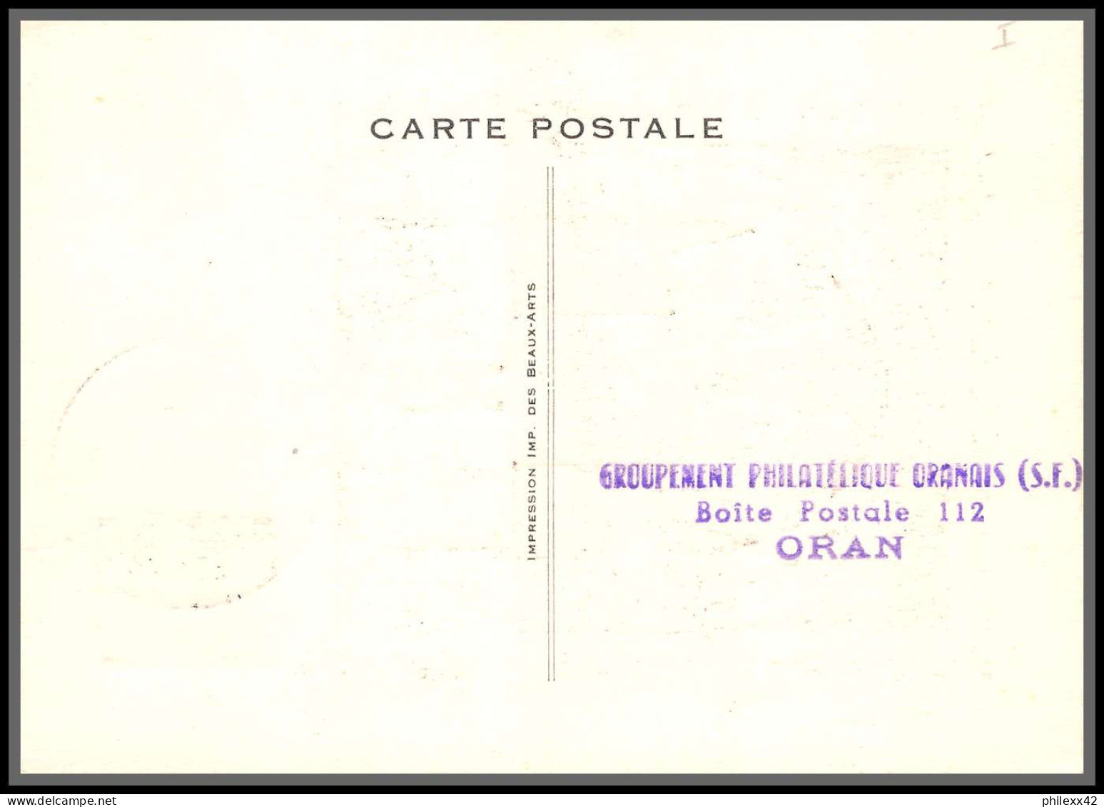 56765 N°256 Blason Armoirie Oran 1950 Journée Du Timbre  Algérie Carte Maximum (card) édition Beaux Arts - Cartoline Maximum