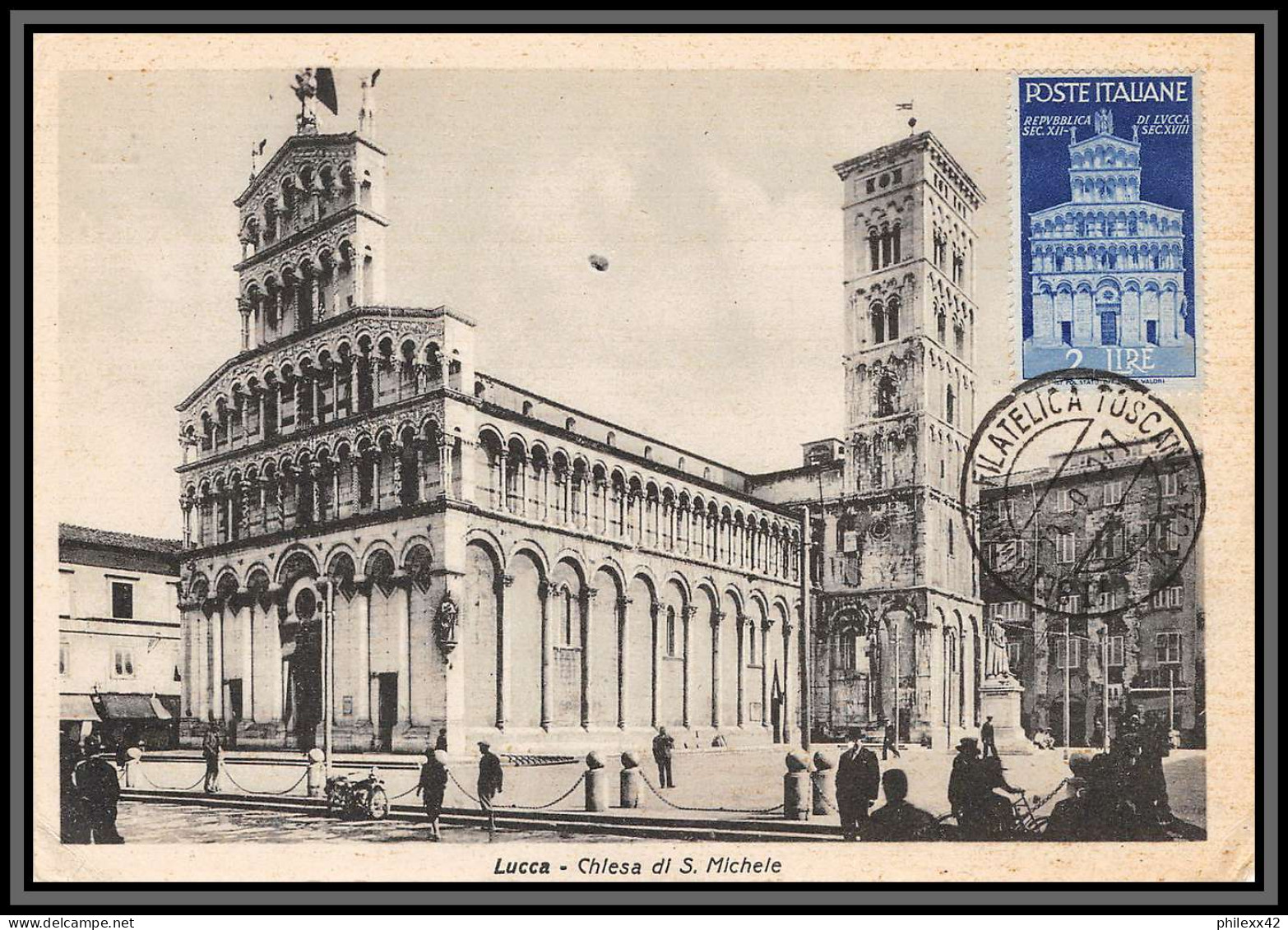 56983 N°505 Saint Michel Lucques 1947 Lucca Chiesa San Michele Italia Italie Italy Carte Maximum Collection Lemaire - Cartes-Maximum (CM)