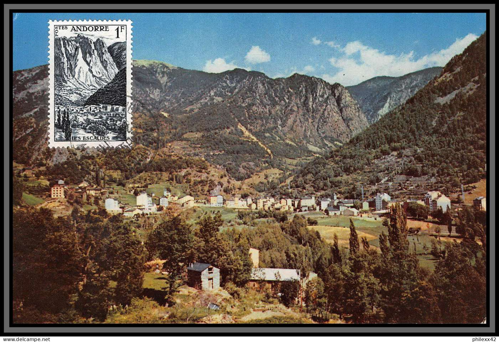 57080 N°138 Les Escaldes 1959 Andorre Andorra Carte Maximum (card) COULEUR édition Puig - Cartes-Maximum (CM)