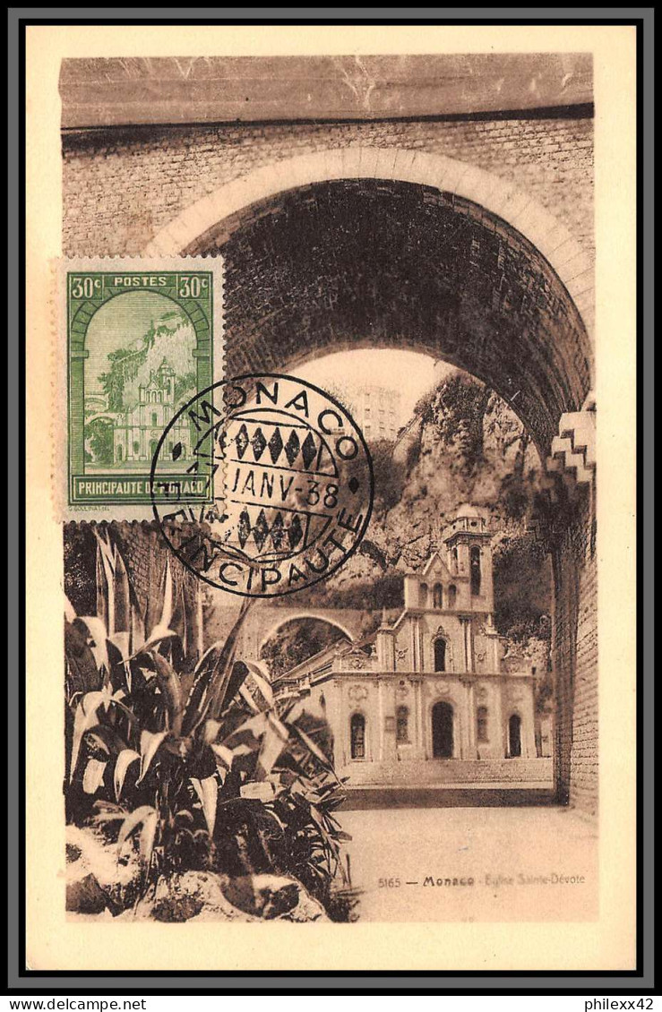 57116 N°122 Ravin Et église De Sainte Dévote 1938 Monaco Carte Maximum (card) édition Ro Del - Brieven En Documenten