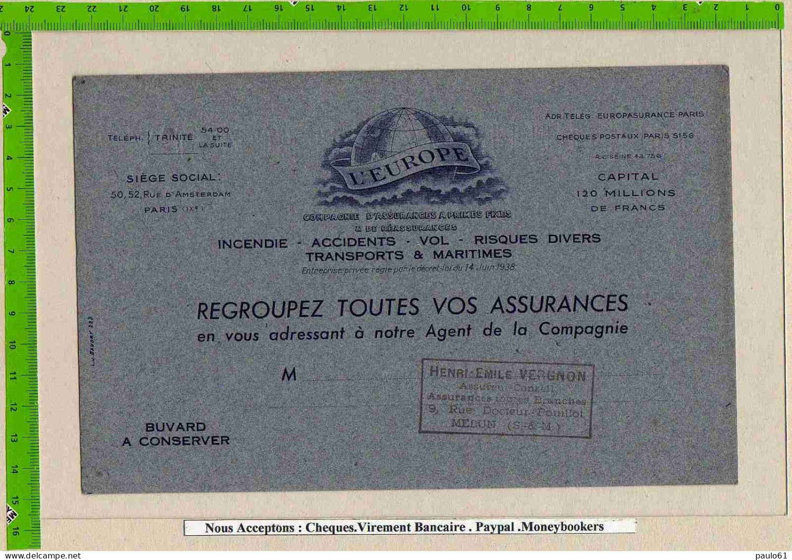 2 BUVARDS : Regroupez Toutes Vos Assurances L'EUROPE (Gris )ROSE - Banco & Caja De Ahorros