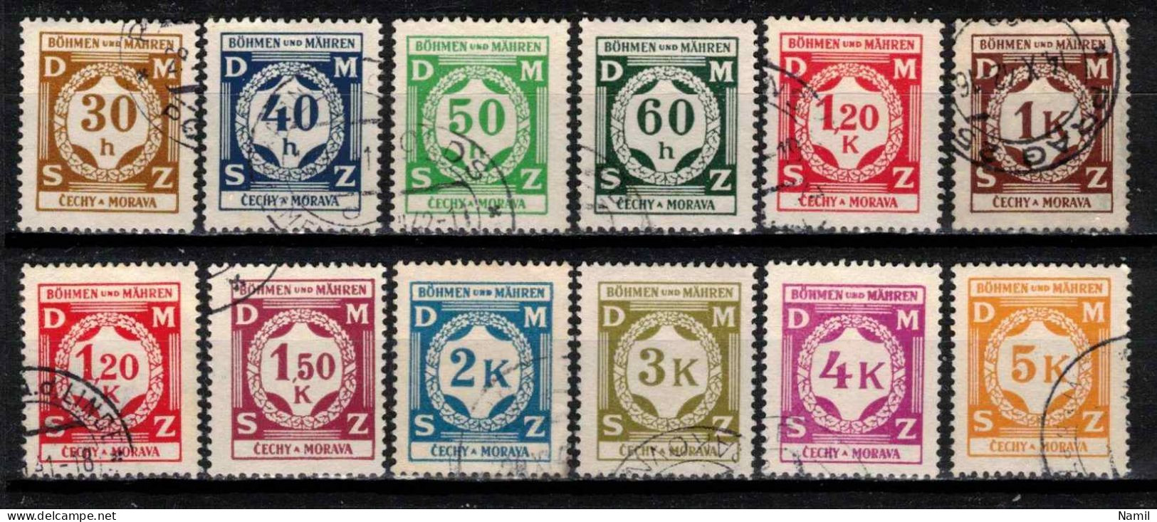 Boheme Et Moravie 1941 Mi D 1-12 (Yv TS 1-12), Obliteré - Used Stamps