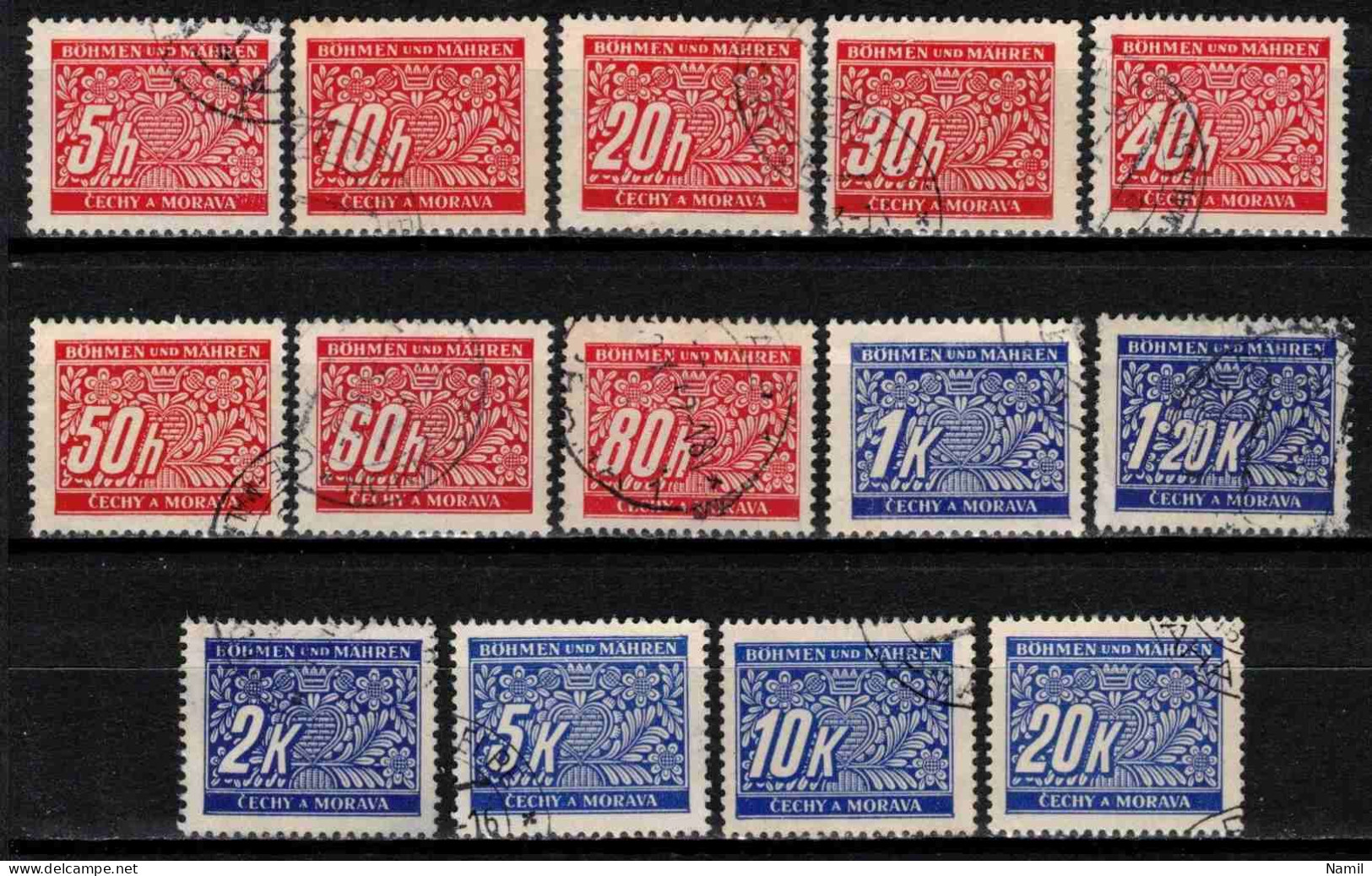 Boheme Et Moravie 1939 Mi P 1-14 (Yv TT 1-14), Obliteré - Oblitérés