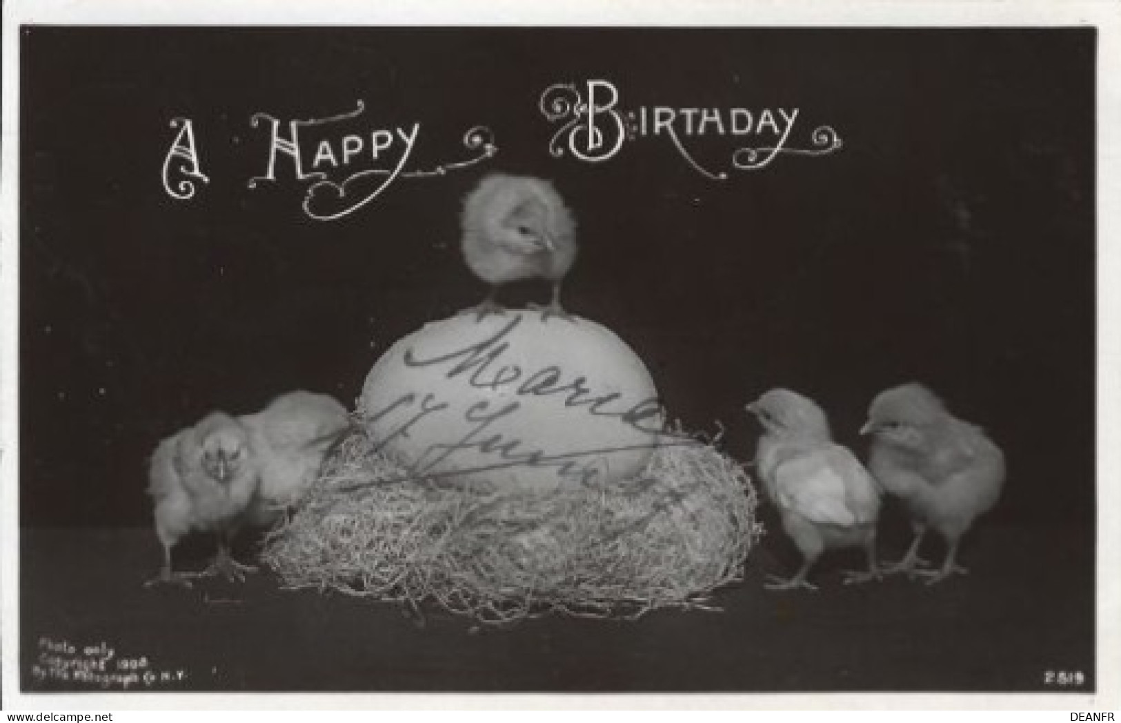Joyeux Anniversaire : Poussins. Photo De 1908. - Geburtstag