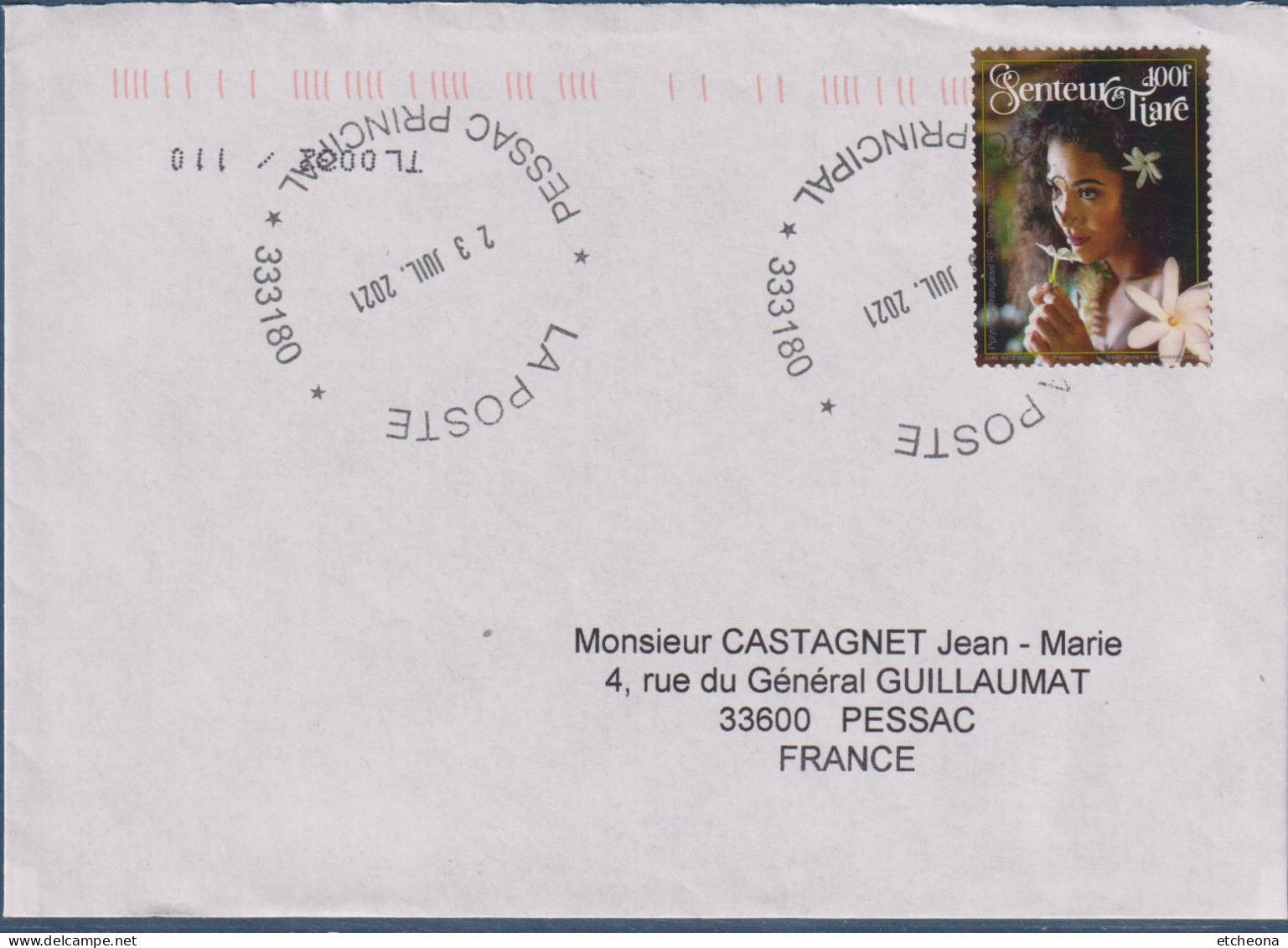 Polynésie Française, Oblitéré Sur Enveloppe, Senteur Tiare 100f (0.84€) - Lettres & Documents