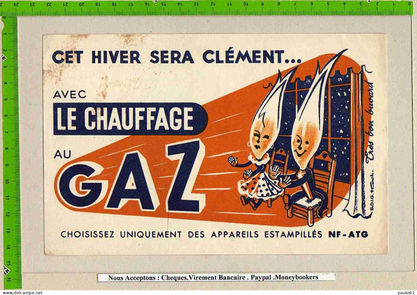 2   BUVARDS  : Le Chauffage Au GAZ (2 Personnes ) - Electricity & Gas