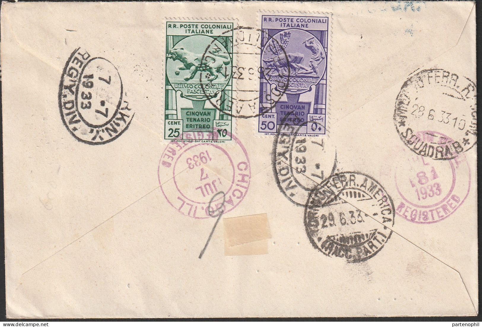 345 - 1933 - Cinquantenario Eritreo, La Serie Completa Su Quattro Diversi Aerogrammi Da Tripoli N. 23/31+A15/A21. Annull - General Issues