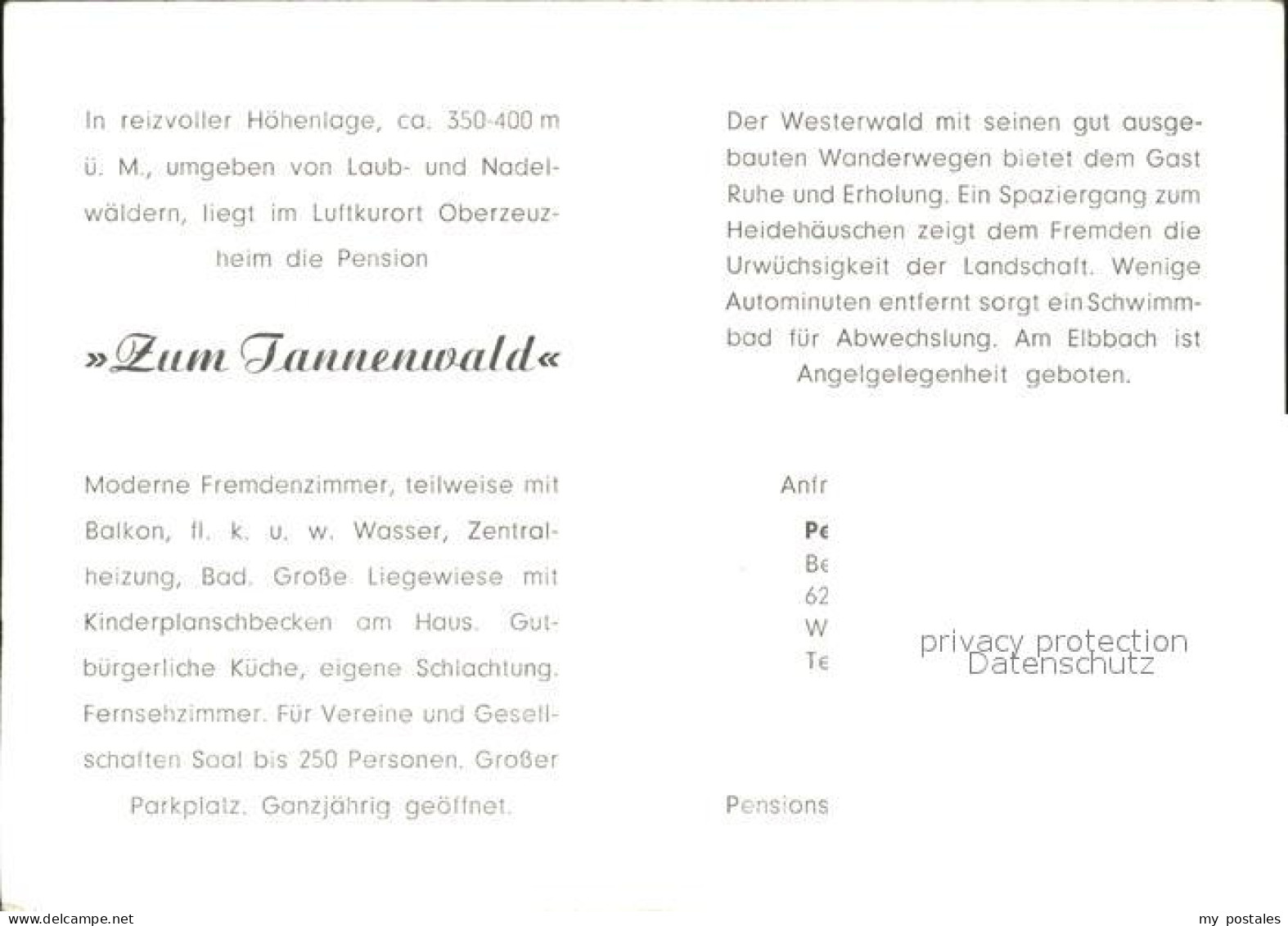 41803944 Oberzeuzheim Pension Zum Tannenwald  Oberzeuzheim - Hadamar