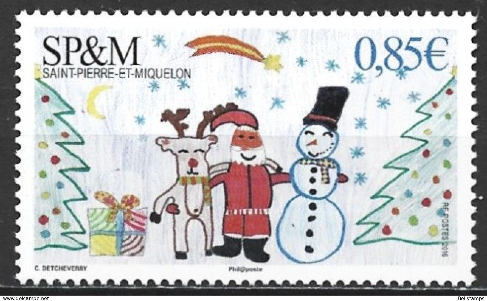 St. Pierre & Miquelon 2016. Scott #1040 (MNH) Christmas  *Complete Issue* - Nuevos