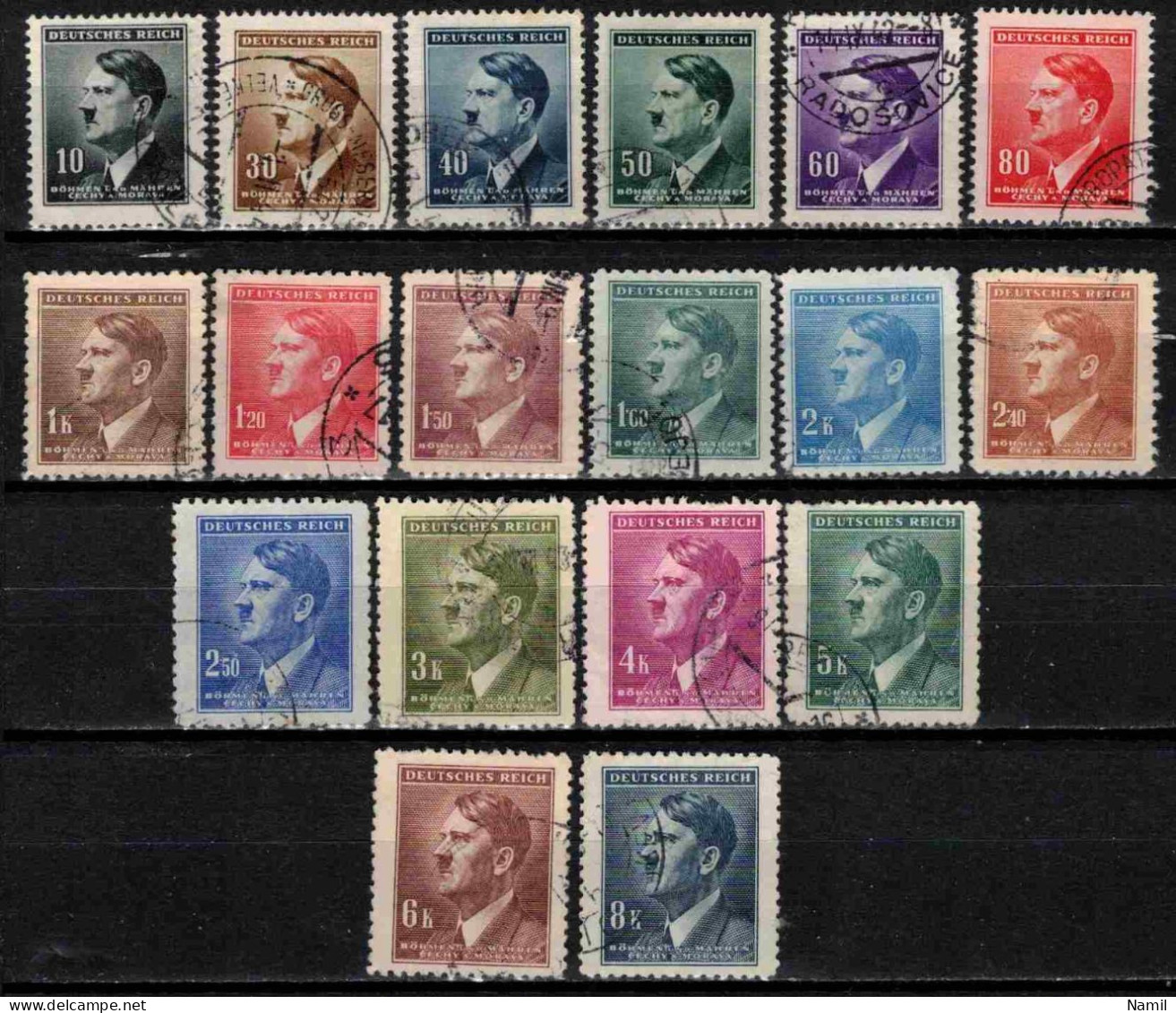 Boheme Et Moravie 1942 Mi  89-108 (Yv 77-94), Obliteré, - Used Stamps