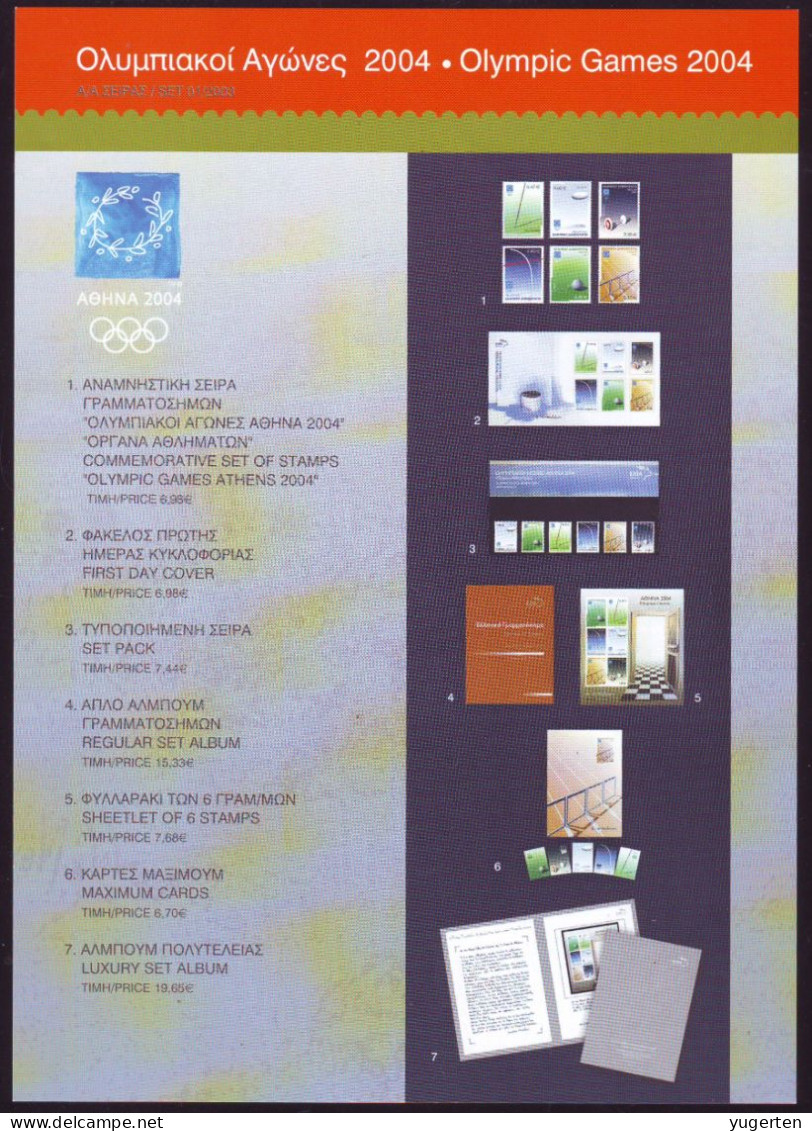 GRECE GREECE 2004 - Official Philatelic Document - JO Athens 2004 - Olympic Games - Olympics - Order Form - Sommer 2004: Athen