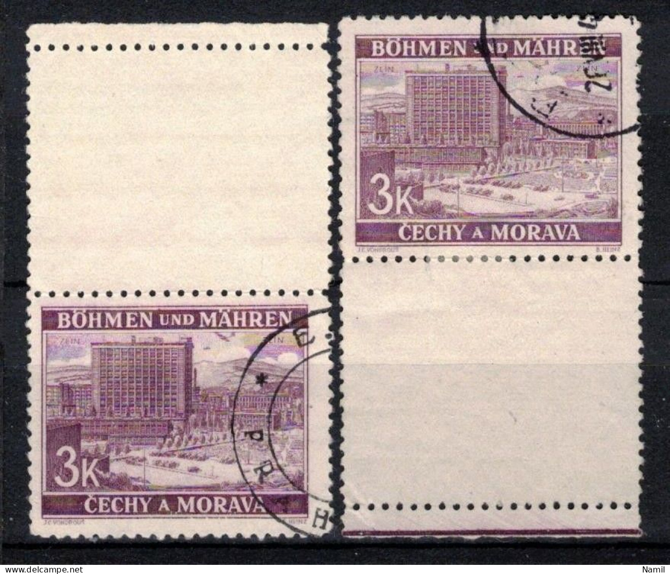 Boheme Et Moravie 1939 Mi 33 Zf (Yv 33 Avec Vignette), Obliteré, - Used Stamps