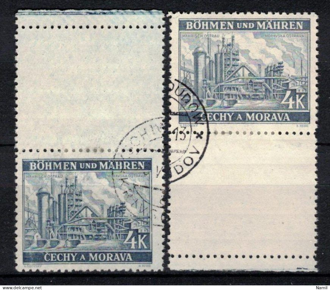 Boheme Et Moravie 1939 Mi 34 Zf (Yv 34 Avec Vignette), Obliteré, - Used Stamps