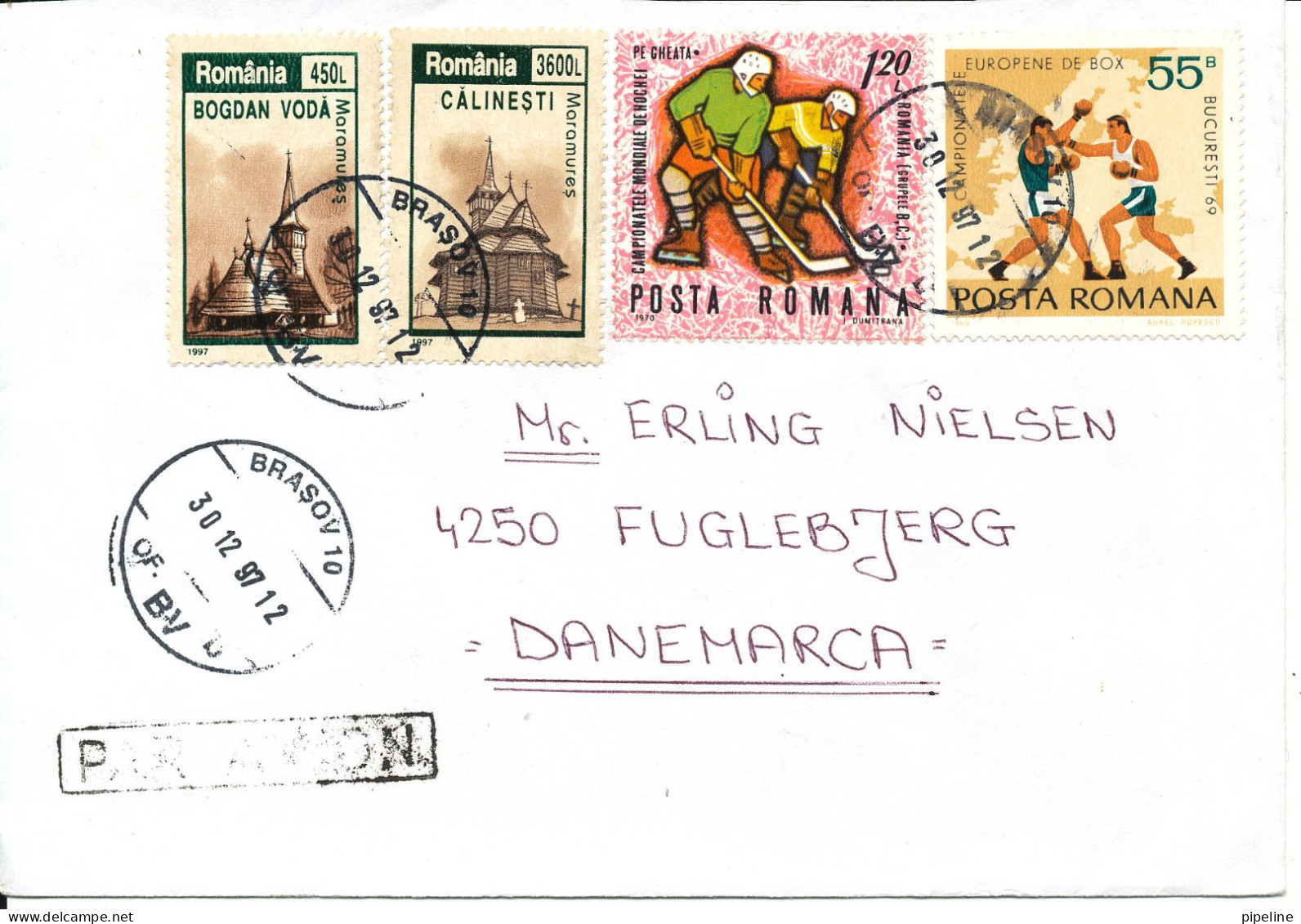 Romania Cover Sent To Denmark Brasov 30-12-1997 Topic Stamps - Lettres & Documents