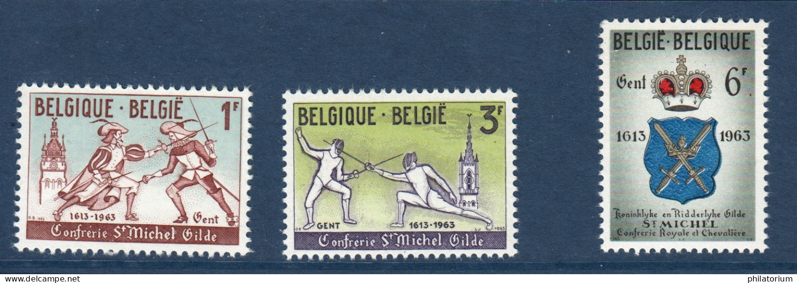 Belgique België, **, Yv 1246 à 1248, Mi 1306 à 1308, SG 1248 à 1250, Guilde Royale Et Des Chevaliers De St-Michel, - Fechten