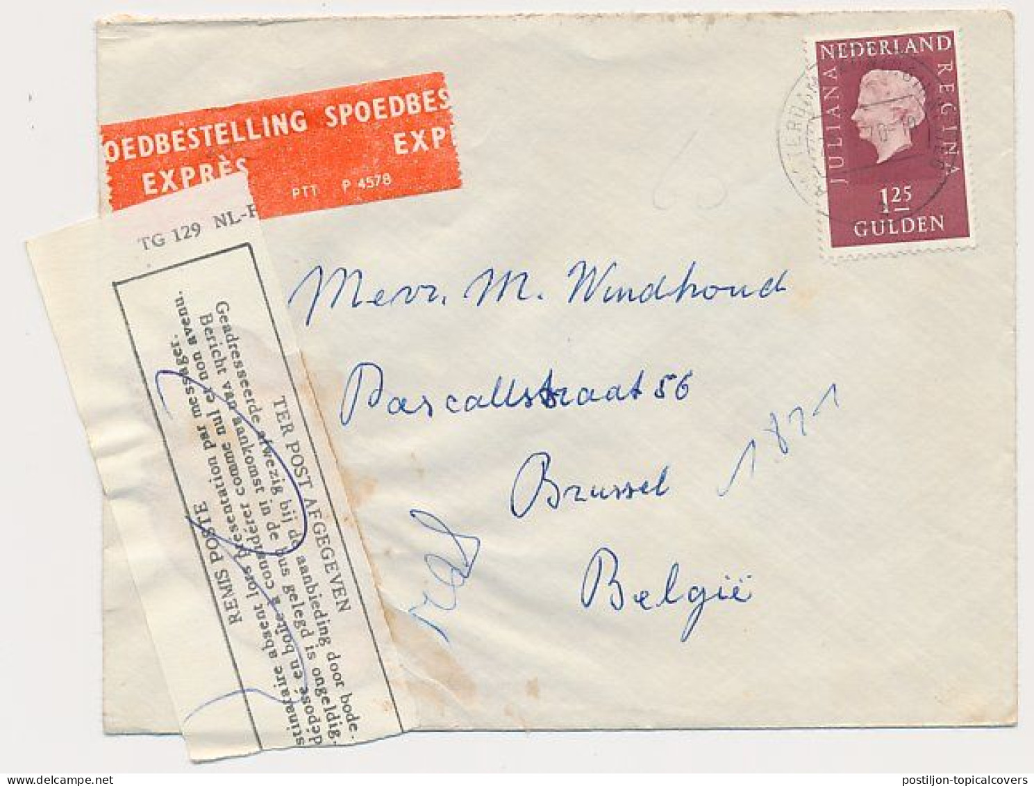 Express Cover The Netherlands - Brussel Belgium 1970 - Label: Notification Of Arrival - Briefe U. Dokumente