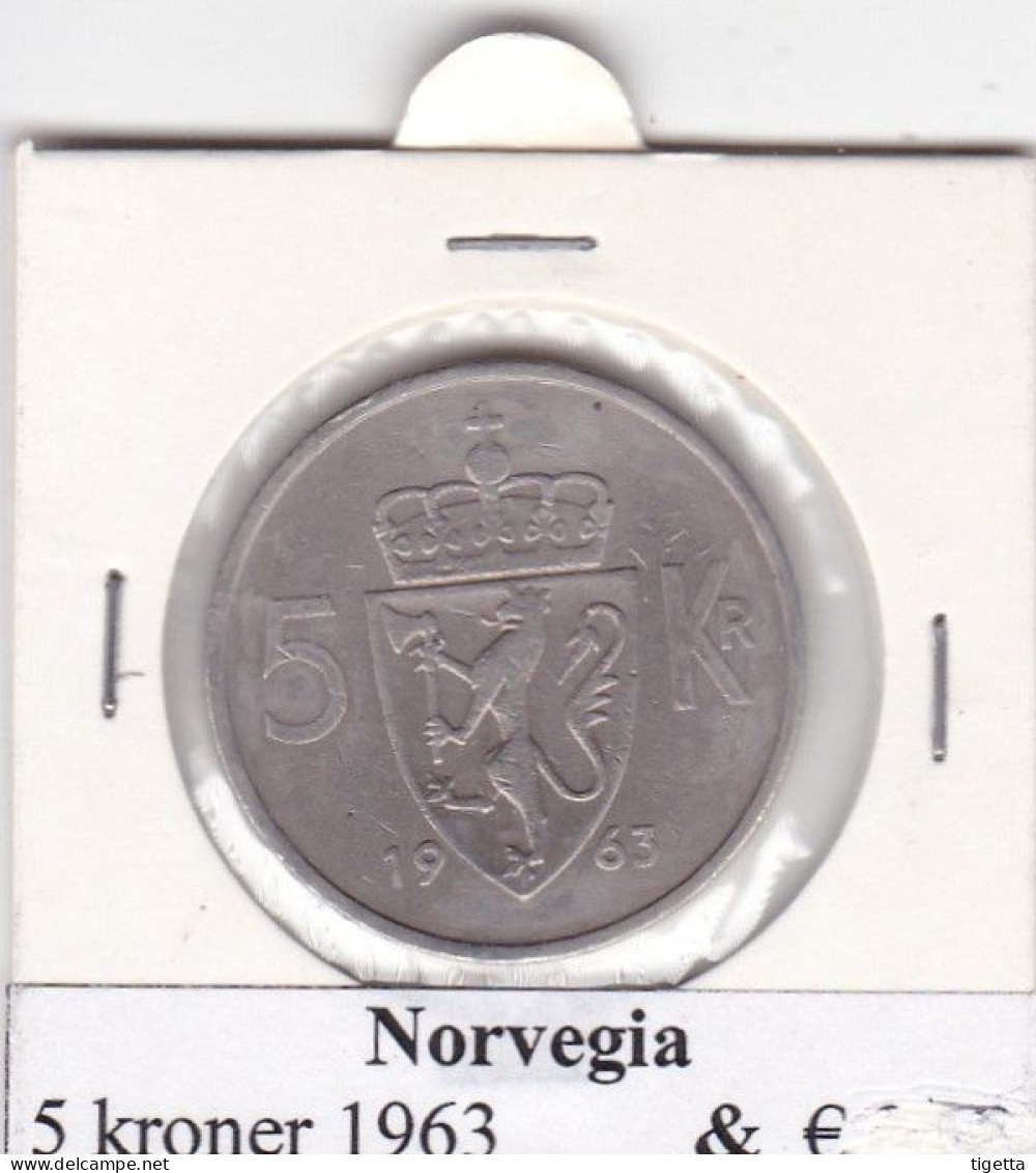 NORVEGIA 5 KRONER  ANNO 1963 COME DA FOTO - Norvège