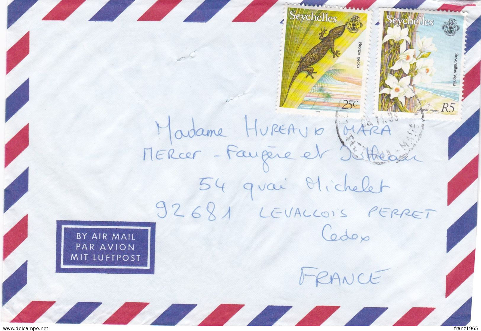 From Seychelles To France - 1999 - Seychelles (1976-...)