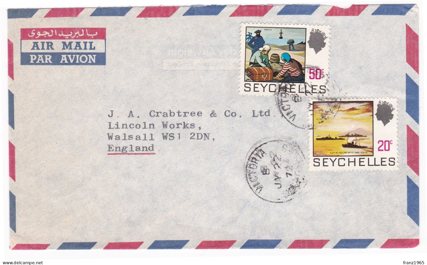 From Seychelles To UK - 1972 - Seychelles (1976-...)
