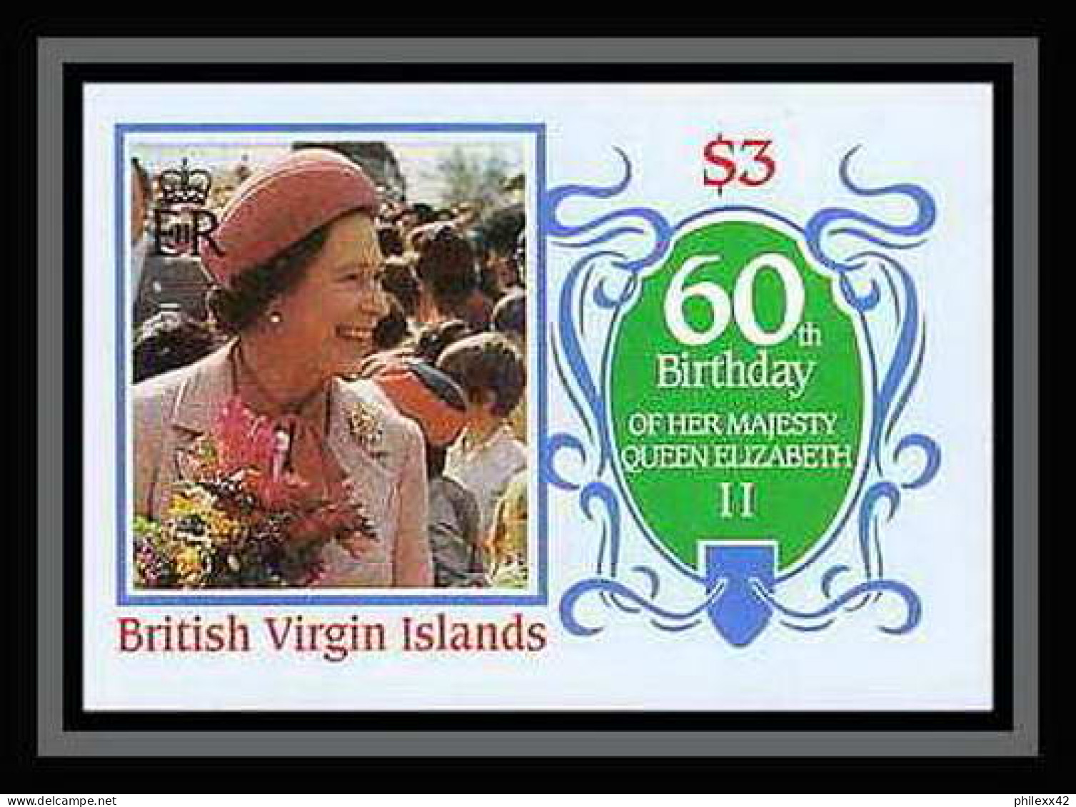 923a British Virgin Islands 1986 115x85mm (petit Format) Queen Mother Elizabeth Bloc + Non Dentelé (Imperf) - British Virgin Islands