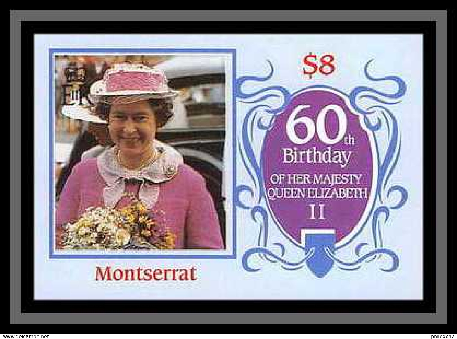 923c British Empire MNH ** 1986 Queen mother Elizabeth bloc + non dentelé Imperf very rar set perfect condition DISCOUNT