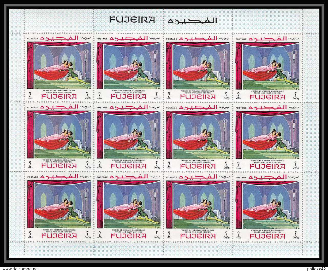 036a - Fujeira Mi N°311/319 A Scenes From Shakespeare Theatre Feuille Complete (sheet) MNH ** - Theater