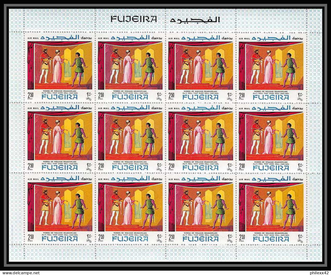 036a - Fujeira mi N°311/319 A scenes from Shakespeare theatre feuille complete (sheet) MNH **