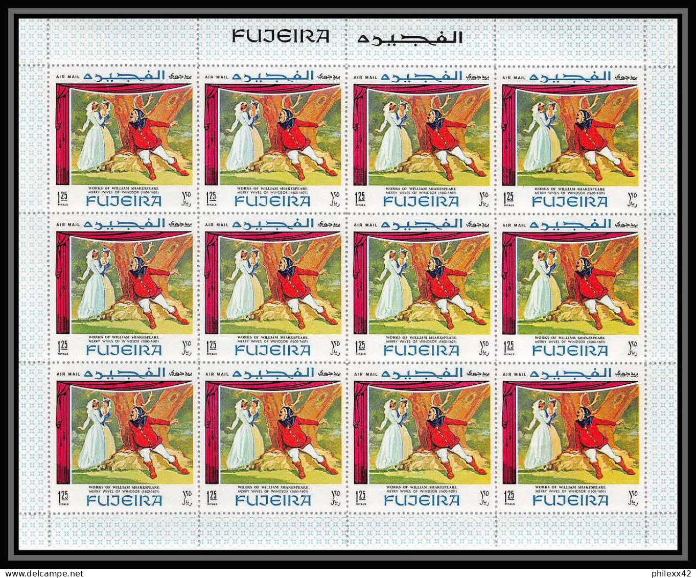 036a - Fujeira Mi N°311/319 A scenes from Shakespeare theatre feuille complete (sheet) MNH **