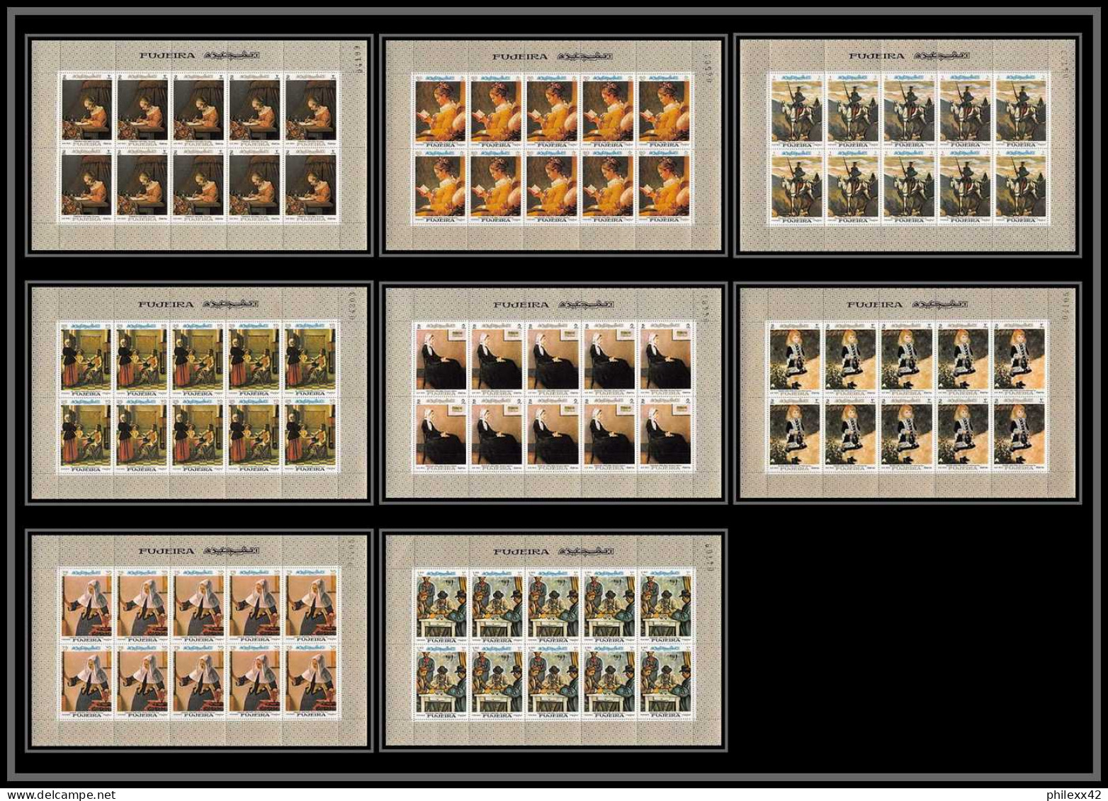 038b Fujeira MNH ** Mi N°198/205 A Tableaux - Peinture (painting) Cezanne Renoir Feuilles (planches Sheets) Cote 110 - Fujeira