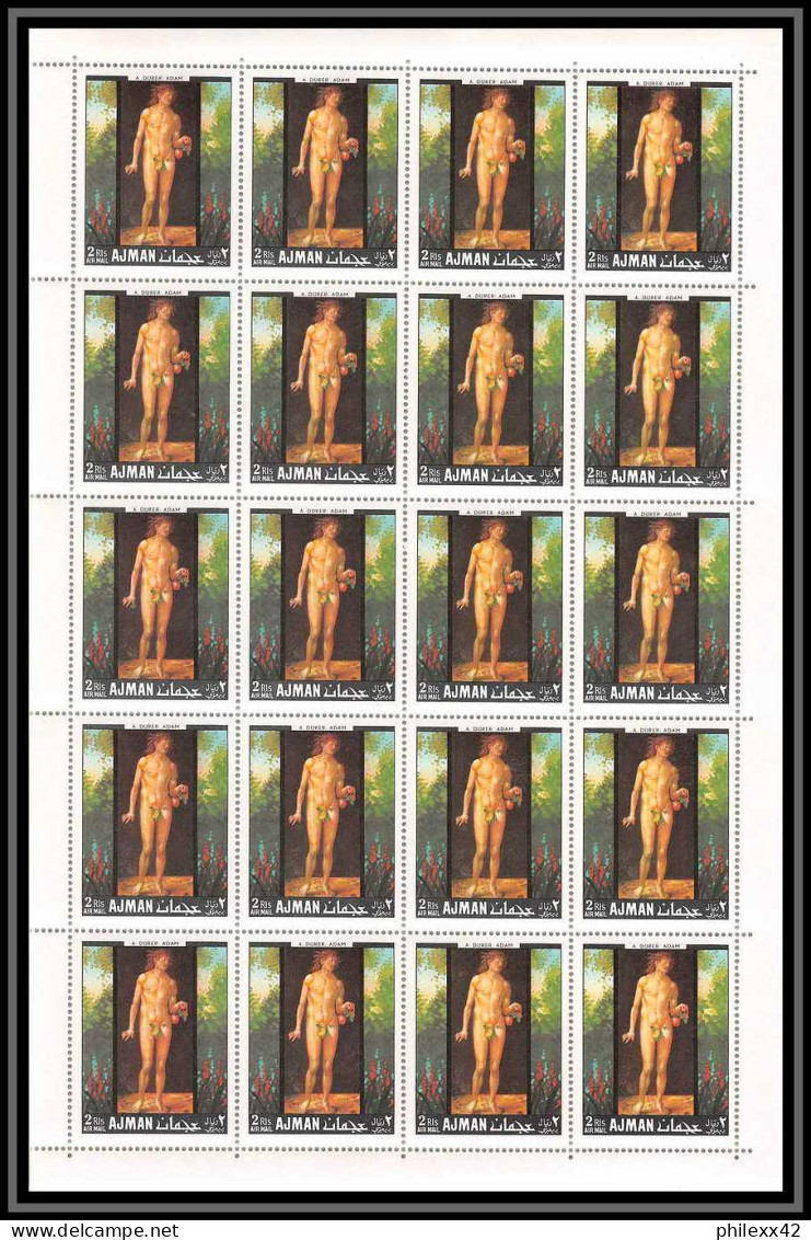 039a - Ajman - Mi N° 281 / 284 A.MNH ** DURER Adam Et Eve Tableaux - Peinture (painting) Feuilles (planches Sheets) - Desnudos