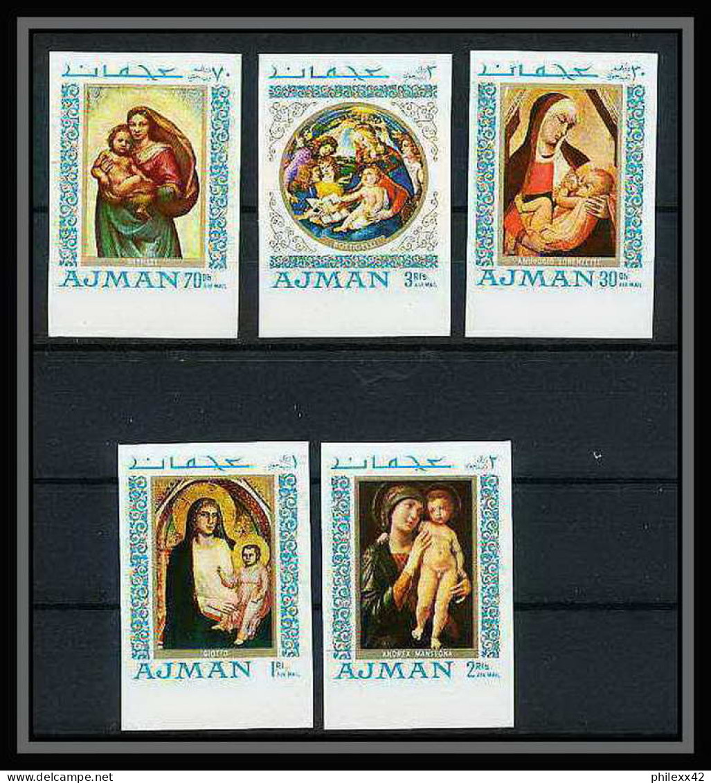 041 - Ajman - MNH ** Mi N° 327/331 B Madones - Madonna Botticelli Tableaux - Peinture (painting) Non Dentelé (Imperf) - Madonna
