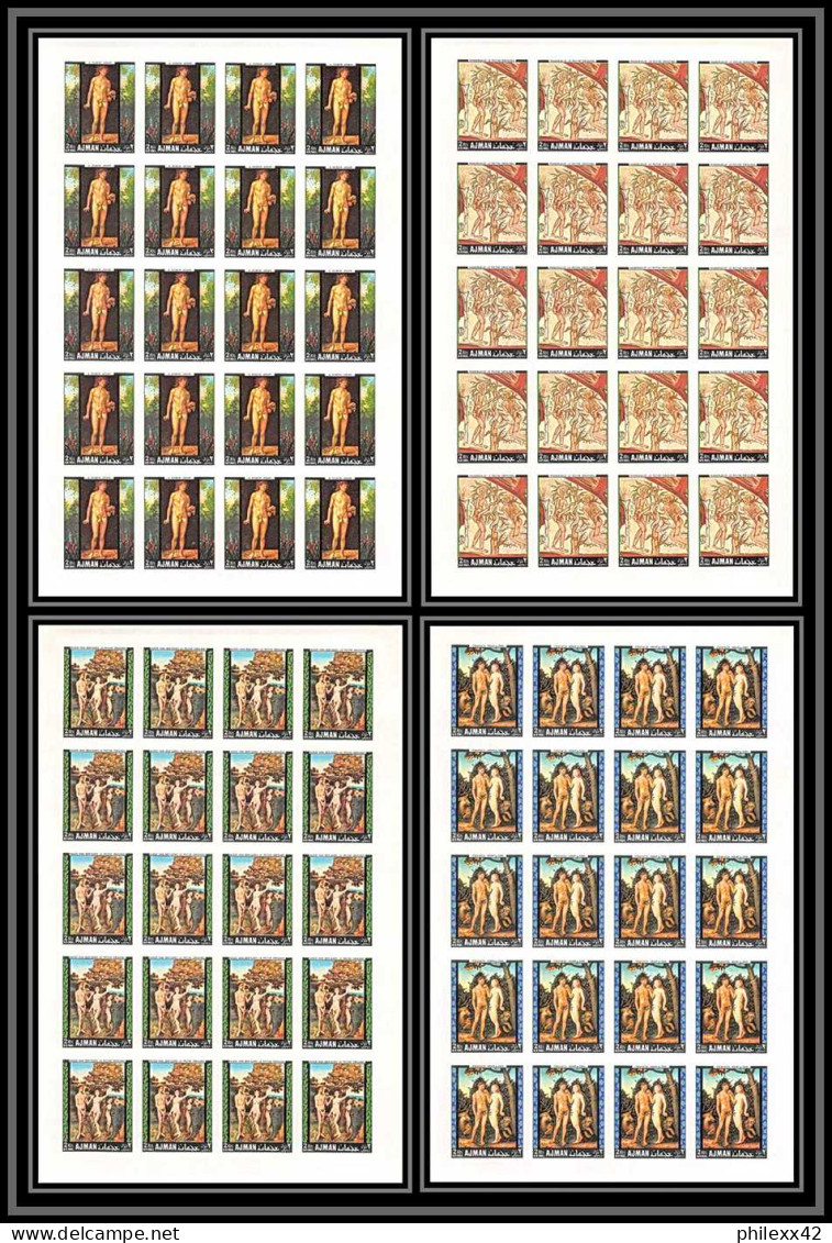 040c - Ajman - Mi N° 281 / 284 B MNH ** DURER Adam Et Eve Tableaux (painting) Feuilles (planches Sheets) NON DENTELE - Desnudos