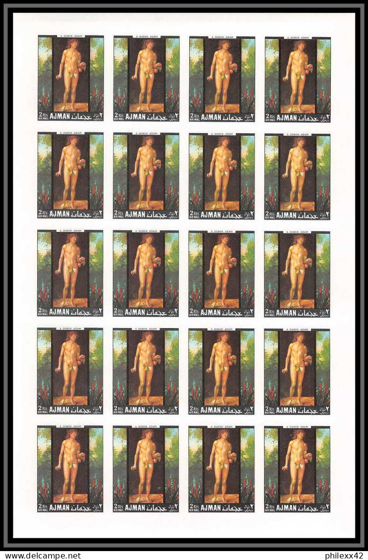 040c - Ajman - Mi N° 281 / 284 B MNH ** DURER Adam Et Eve Tableaux (painting) Feuilles (planches Sheets) NON DENTELE - Desnudos