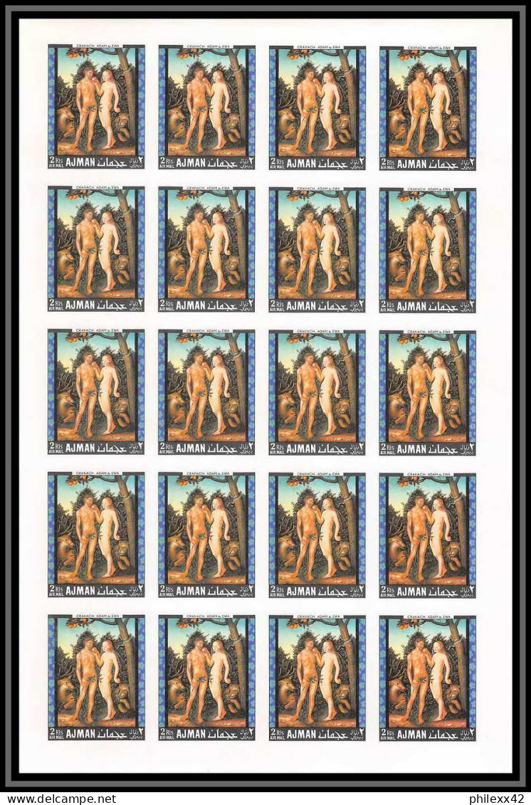 040c - Ajman - Mi N° 281 / 284 B MNH ** DURER Adam Et Eve Tableaux (painting) Feuilles (planches Sheets) NON DENTELE - Desnudos