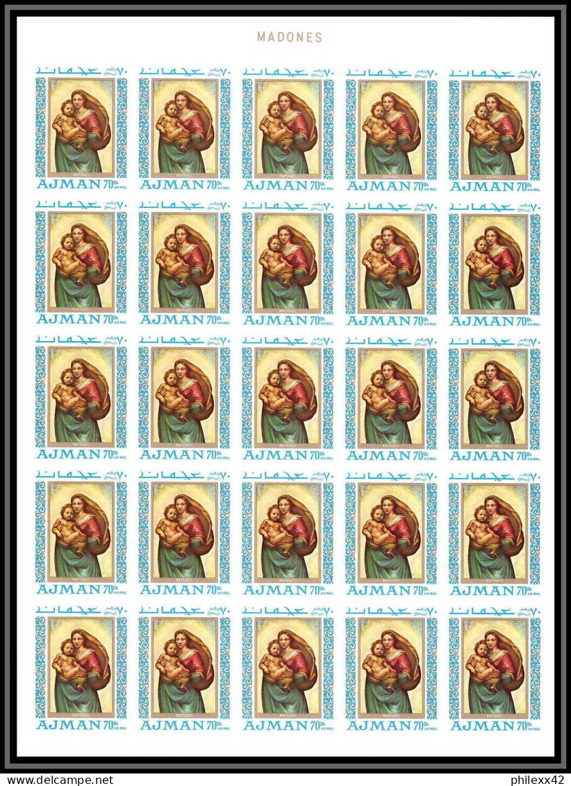 041c - Ajman MNH ** Mi N° 327 / 331B MADONE Peinture Botticelli Non Dentelé (Imperf) Feuille Complète Full Sheet - Ajman