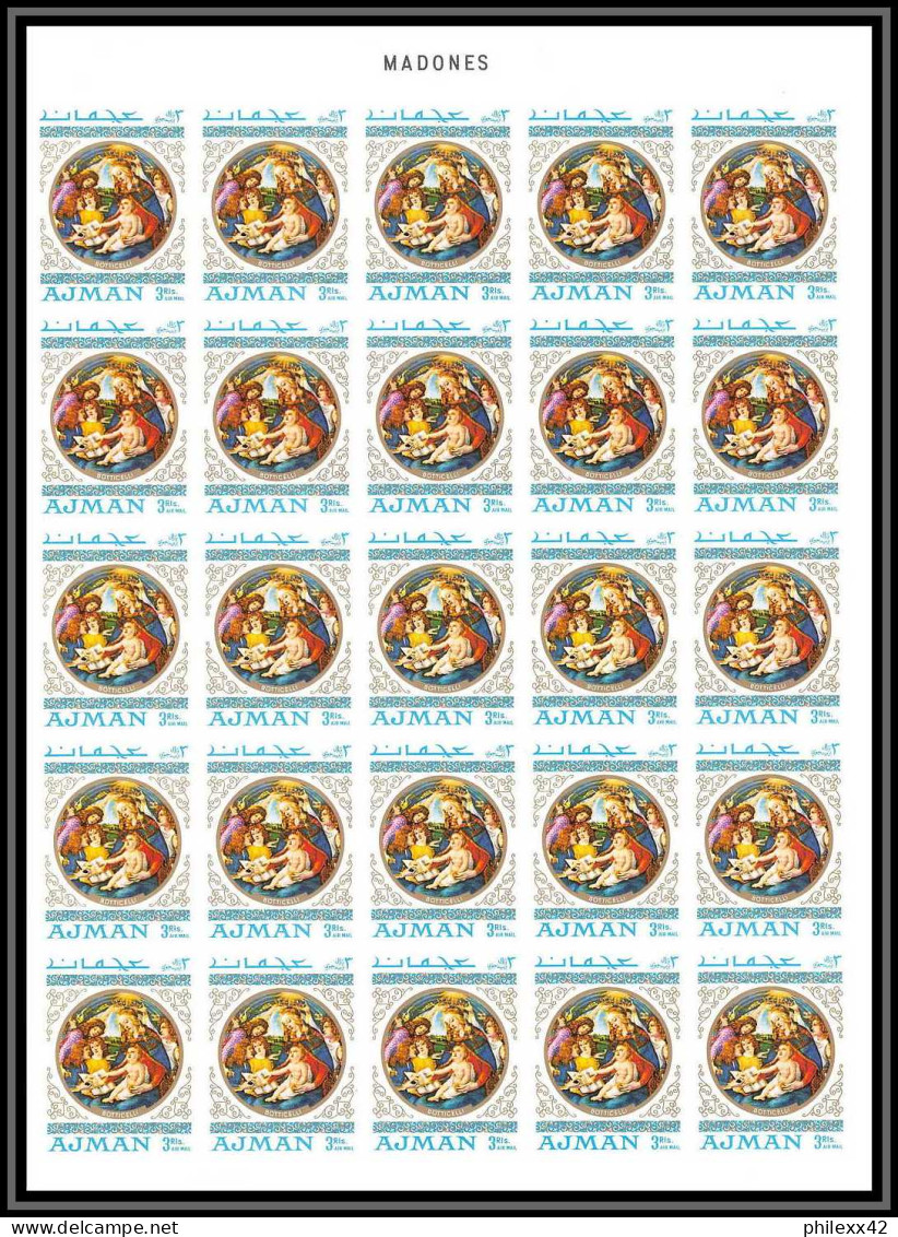 041c - Ajman MNH ** Mi N° 327 / 331B MADONE Peinture Botticelli Non Dentelé (Imperf) Feuille Complète Full Sheet - Ajman