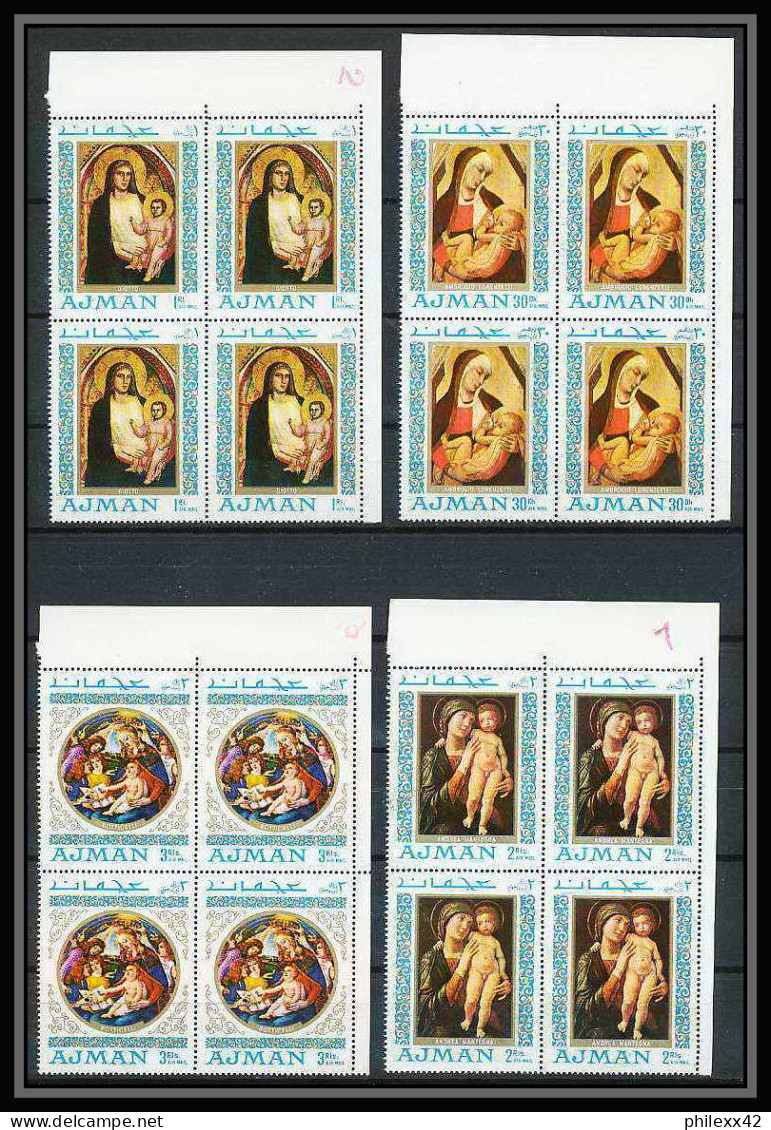 042b - Ajman - MNH ** Mi N° 327 / 331 A Madones - Madonna Raphael / Botticelli Tableaux (painting) Bloc 4 - Madonna