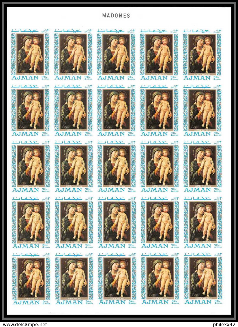 041c - Ajman MNH ** Mi N° 327 / 331B MADONE Peinture Botticelli Non Dentelé (Imperf) Feuille Complète Full Sheet - Madonna