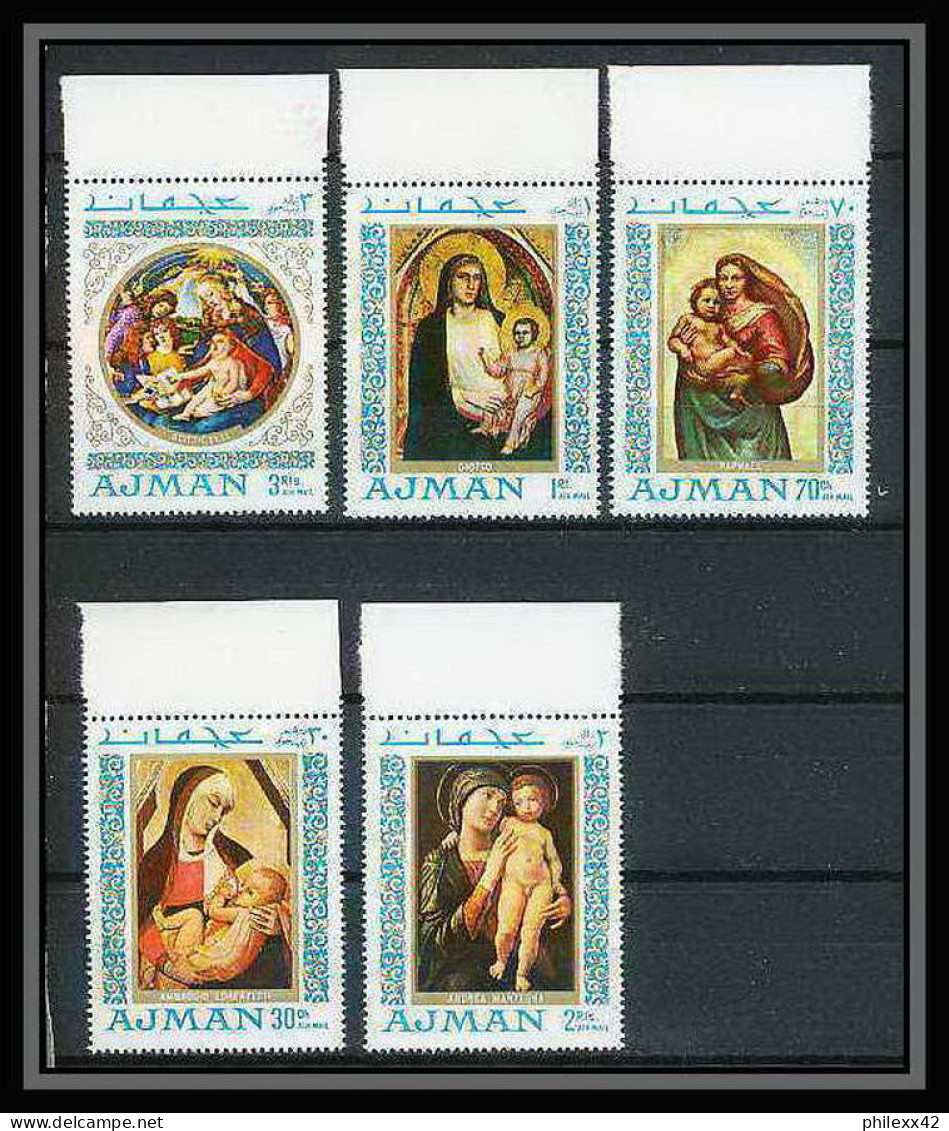 042 - Ajman - MNH ** Mi N° 327 / 331 A Madones - Madonna Raphael Botticelli Tableaux - Peinture (painting)  - Madonna