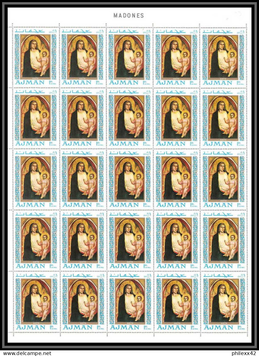 042c - Ajman - MNH ** Mi N° 327 / 331 A Madones Madonna Peinture (painting) Feuille Complète Full Sheet Cote 125 Euros - Madonne